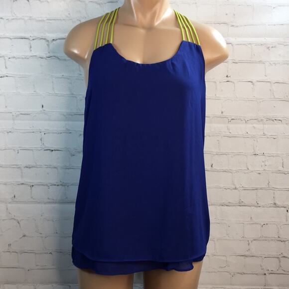 Umgee USA Top Womens Medium Strappy Racerback‎ Blue & Green Flowy Beach Vacation - Picture 2 of 11